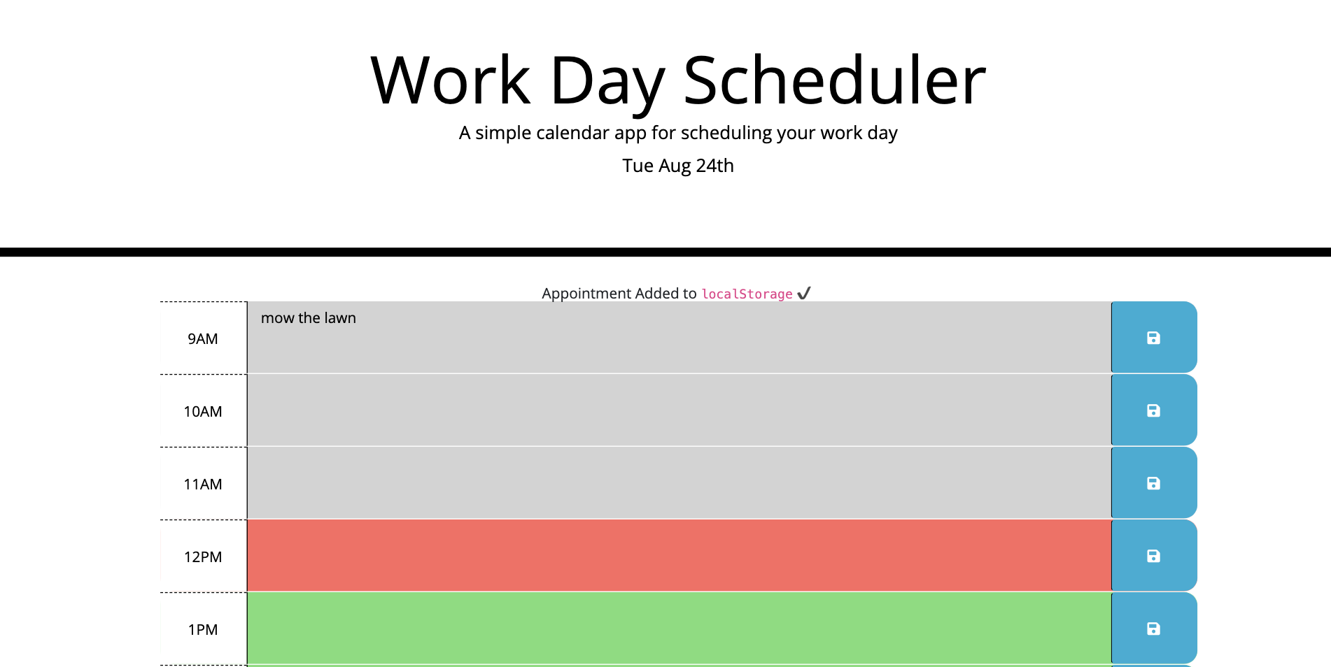 Day Planner web page