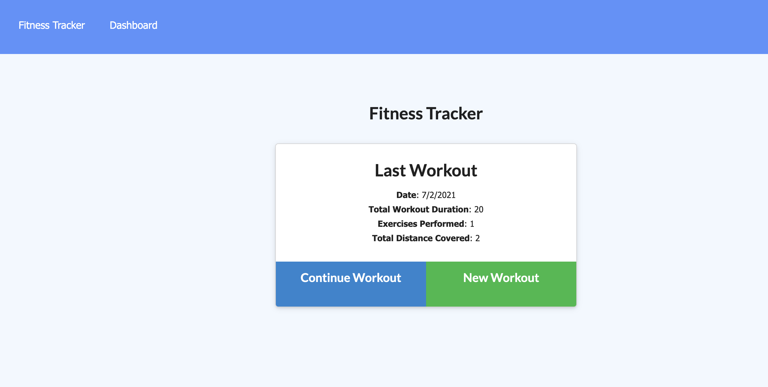 Workout Tracker web page